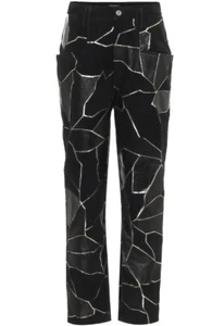 Pantalón ISABEL MARANT Maeko Negro Gamuza Cuero Metálico $3200!! Nuevo 40 US 8 - Imagen 1 de 15