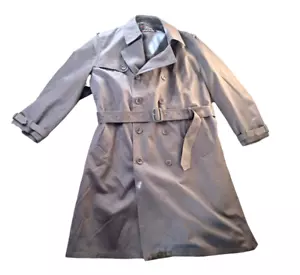 Oleg Cassini Sig Collection Trench Rain Coat Gray Zip Out Thinsulate Lining 44R - Picture 1 of 9