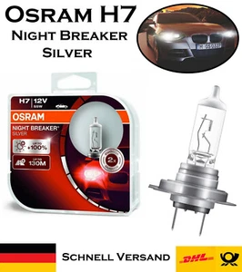2x Osram H7 55W 64210NBS-HCB Night Breaker Silver Fernlicht Abblendlicht Birne - Picture 1 of 4
