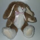 VTG Hugfun Brown Bunny Rabbit Plush Jointed Stuffed Animal Toy Easter 1998 Pink