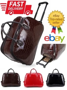 Women's Moc Croc Patent Leather Travel Bag Trolley Holdall Hand Luggage Handbag. - Picture 1 of 13