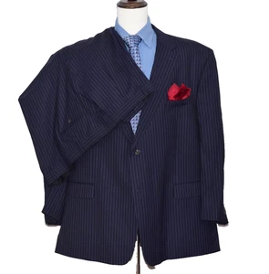 Neu ohne Etikett Lauren Ralph Lauren gestreifter 2-teiliger blauer Herrenanzug Größe 54-L Hose 50 x 28 - Bild 1 von 10