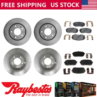 Rotores de freno delanteros traseros y pastillas de freno de cerámica para Kia Rondo 2010-2012 - Raybestos Foto 1 de 4