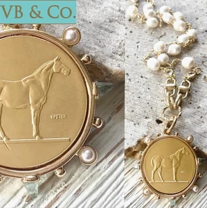 VB & Co Cavallo Moneta Francese Medaglione Collana Equitazione Gioielli - Foto 1 di 12