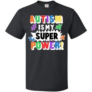 Inktastic Autism Is My Super Power With Puzzle Pieces T-Shirt Awareness Autistic - Picture 1 of 4
