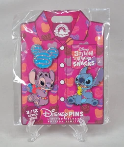 Disney Stitch Attacks Snacks Macaron Pin Set Limited Edition 3/12 - New - Picture 1 of 5
