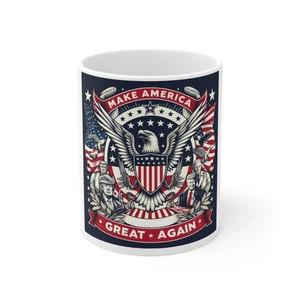 Patriotischer Kaffeebecher - Make America Great Again, politisches Geschenk, Teetasse - Bild 1 von 5