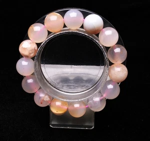 Armreif Armband 13 mm natürlicher Kirschblüten Achat Quarz Kristall Handarbeit - Bild 1 von 6