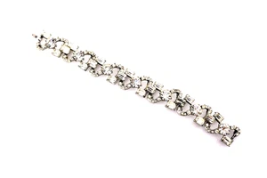 UNBRANDED Vintage Sparkly Silver Tone Round & Emerald Cut Rhinestones Bracelet - Bild 1 von 9