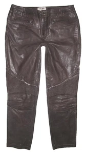 - RICANO - Damen- LEDERHOSE in dkl.- braun aus Glattleder Biker-Style ca. 38-40 - Bild 1 von 4