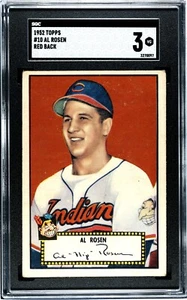 1952 Topps Al Rosen #10 (Red Back) SGC 3 - Picture 1 of 2