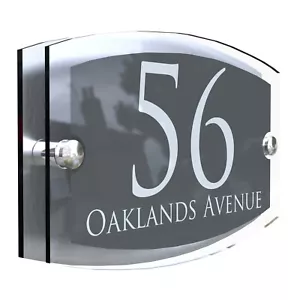 Anthracite House Sign Plaques Door Numbers Personalised Address Acrylic - Picture 1 of 10