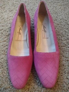 Amalfi Lottery flats fuschia 6½ 6.5 brand new smooth suede hand made VTG - Picture 1 of 15