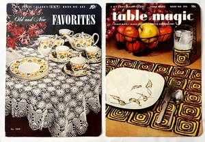 50's Crochet Pattern Books Table Magic & Old & New Favorites Tablecloths Doilies - Picture 1 of 17