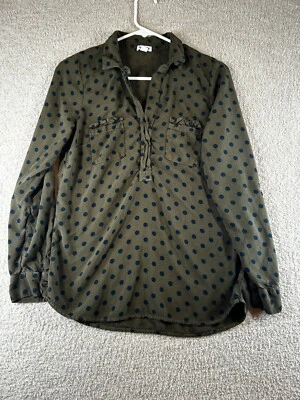 Splendid Womens Green Polka Dot Button Front Shirt Size M Long Sleeve Casual Top - Image 1 of 4