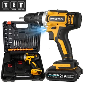 21V Cordless Combi Hammer Impact Drill Driver Electric Screwdriver Kit+2 Battery - Picture 1 of 15