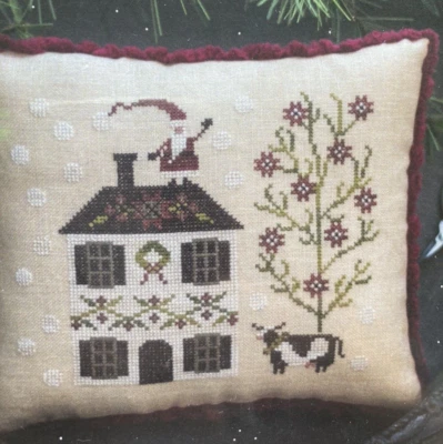 Christmas Cross Stitch Chart A BOWL FULL OF MERRIES MERRY THREE Santa on Roof - Image 1 of 4