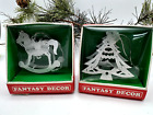 Set of 2 - Fantasy Decor - 3D Metal Ornaments - Christmas Tree and Rocking Horse