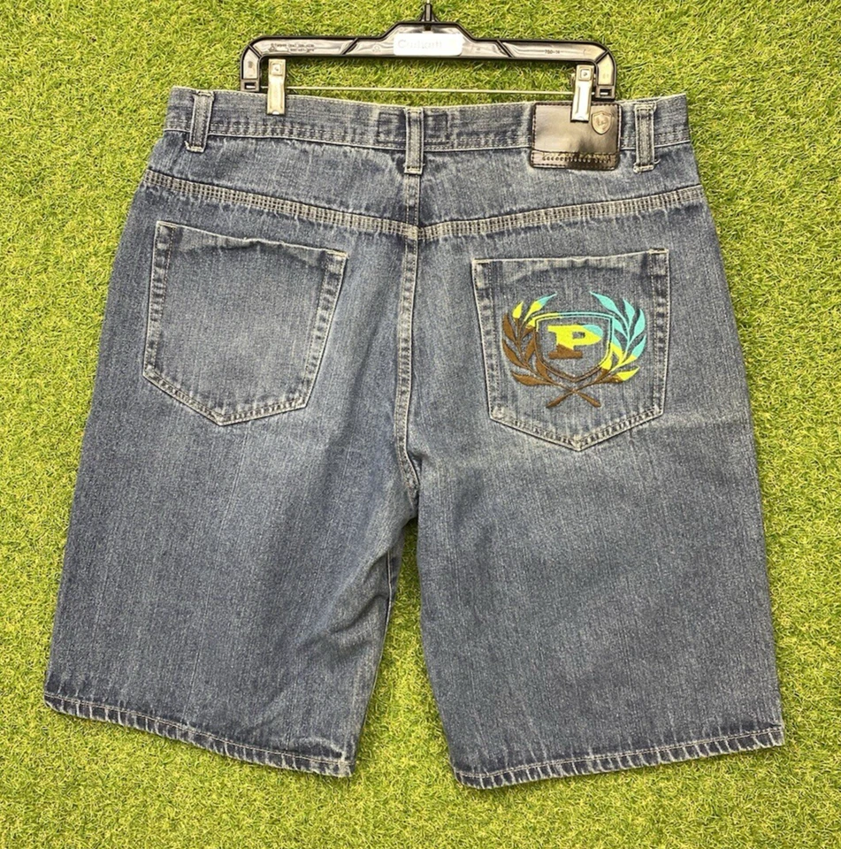 Pantalones Cortos Jean De Colección Para Hombre Talla 38 Lavado Oscuro Phat Granja Sueltos JNCO Sueltos Patín Y2K Foto 1 de 4