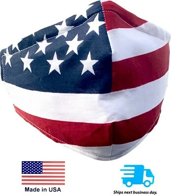 American Flag Face Mask Cover Nose Wire Reusable Washable 4th of July Patriotic - Image 1 of 4