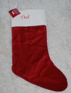 Pottery Barn Christmas Stocking Diamond Quilted Velvet Dad Embroidery Medium NWT - Picture 1 of 3