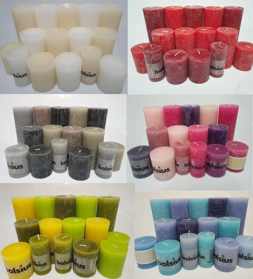 6 kg Rustik Stumpenkerzen Paket Kerzen Set Rustic gemischt nach Farben - Bild 1 von 1