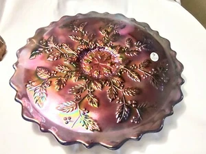 Fenton QVC Milestone Collection Carnival Blue Holly Plate-Signed George & #621 - Picture 1 of 8