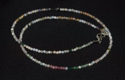 Naturale Tormalina Gemma 925 Argento Sterling 2 MM Perline 32 " Stringa Collana - Immagine 1 di 4