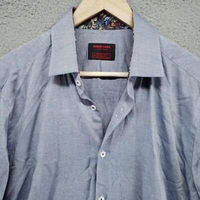 Jared Lang After Hours Slim Fit Long Sleeve Button Down Shirt Mens L Blue - Image 1 of 4