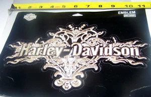 Harley Davidson Script Tribal White Black Vest Jacket Back Patch - Bild 1 von 4