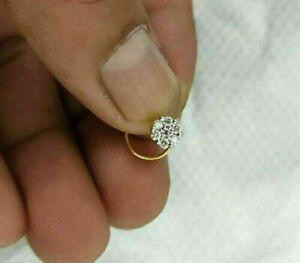 0.05 Ct Round Cut Diamond 14k White Gold Nose Body Piercing Ring Stud Pin 