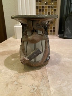 Soporte de cepillo de dientes de cerámica artística vintage-ojos de Google/cara de dientes grandes Foto 1 de 4