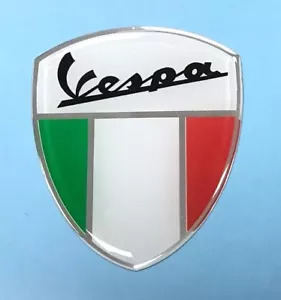 VESPA Shield black text Sticker/Decal 57mm HIGH GLOSS DOMED GEL - SCOOTER MOPED - Picture 1 of 2