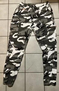 Ladies Almost Famous White/Black Camo Style Cargo Trousers Size M 26-32” Waist - Picture 1 of 10