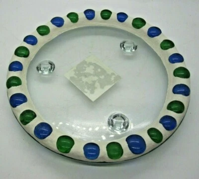 Magic Creations Mosiac Pillar Glass Candle Holder Plate New - Image 1 of 4