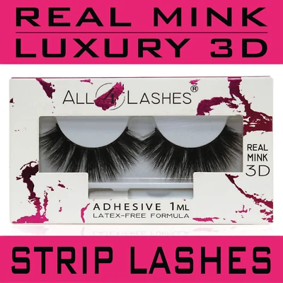 ALL4LASHES MAYBE BABY Echt Nerz Luxus Streifen Wimpern Volumen Wimpern Verlängerung + Kleber
