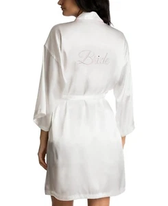 NWD Linea Donatella Bride Satin Wrap Robe & Cami Set White XL - Picture 1 of 7