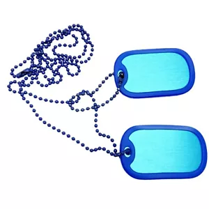 JUEGO DE ETIQUETAS DE PERRO DEL EJÉRCITO MILITAR DE EE. UU. AZUL anodizado aluminio anodizado (en blanco) - Imagen 1 de 7