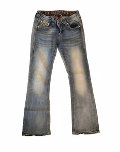 Rock Revival Womens Jeans Size 28x28 Betty Bootcut Light Blue Jeans Distressed - Picture 1 of 6