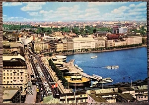Hamburg Jungfernstieg und Binnenalster - Alte farbige Ansichtskarte - Bild 1 von 2