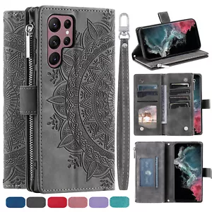 For Samsung S24 S25 Ultra S21 S22 S23 Magnetic Leather Wallet Zipper Case Cover - Picture 1 of 31