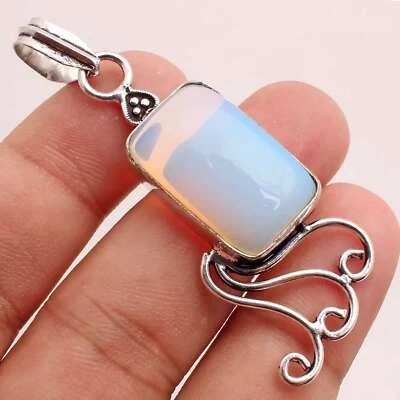 Opalit Edelstein Versilbert Handmade Anhänger Schmuck Geschenk 5cm P-13657 - Bild 1 von 3