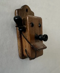 Antique Victorian Old Fashioned Hand Crank Wall Phone Dollhouse 1:12 Scale - Picture 1 of 4