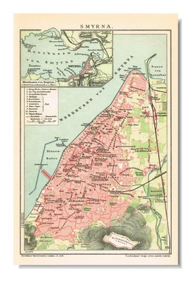 IZMIR Esmirna ¡FECHADO! Mapa original 1912 TURQUÍA Türkiye Bold Σμύρνη Foto 1 de 4