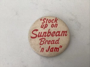 Rare 1950s 60s Stock Up On Sunbeam Bread ‘n Jam Button Pin Pinback 2 1/2“ - Bild 1 von 2