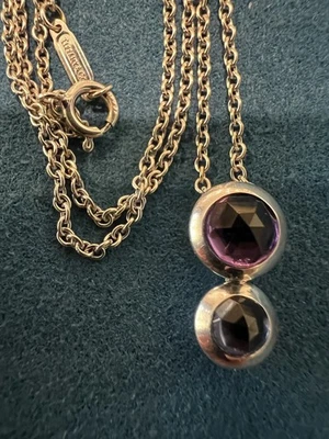 Collar Colgante Tiffany & Co. Oro Blanco 18k Amatista e Iolita Gota Foto 1 de 4