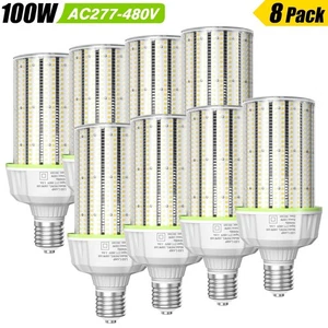 8Pcs 100W LED Corn Light Bulbs 277-480V Industrial Warehouse Commercial Lamp E39 - Picture 1 of 11