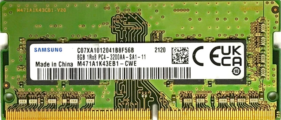 Samsung 8GB 1Rx8 PC4-3200AA-SA1-11 DDR4 Laptop SDRAM M471A1K43EB1-CWE - Image 1 of 1
