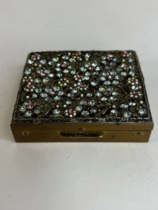 Vintage Ladies Compact w/ Rhinestone Top - Picture 1 of 4