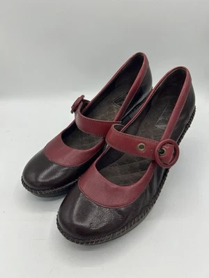 Clarks Indigo Brown Red Leather Slip On Heel Mary Jane Pump Women Shoe Size 9M - Image 1 of 4
